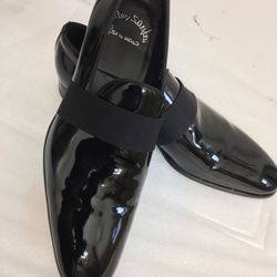 Santoni Men’s Isomer Patent Leather Slip-on Dress Shoe. Made in Italy. Size 10.5