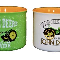 John Deere Coffee Mugs Cups Pride, Tradition, & Heritage Tractor Mug Lot of 2