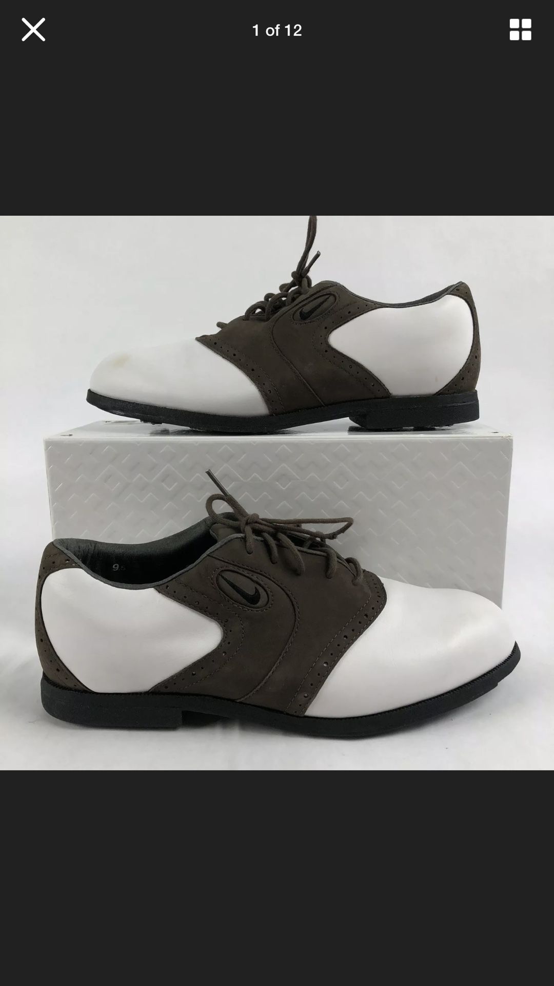 Nike Air Zoom Tradition Brown White Leather Spike Golf Shoes Mens 9.5