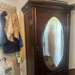 Large Wooden Wardrobe Armoire with Mirror  Price: $300 (OBO)