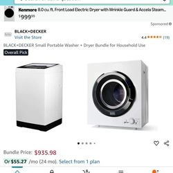BLACK+DECKER Small Portable Washer + Dryer Bundle for Household Use 