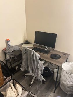 MUST GO BY 5/28: Wood Grain Desk with Side Shelves