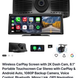 Wireless CarPlay Screen with 2K Dash Cam