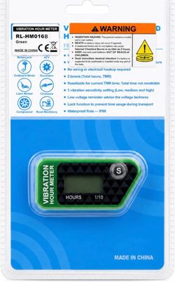 RL-HM016L Medidor de horas activado por vibración digital, diseño inalámbrico para equipos alimentados por gasolina, diésel, CA/CC. (Verde) IP68 Water