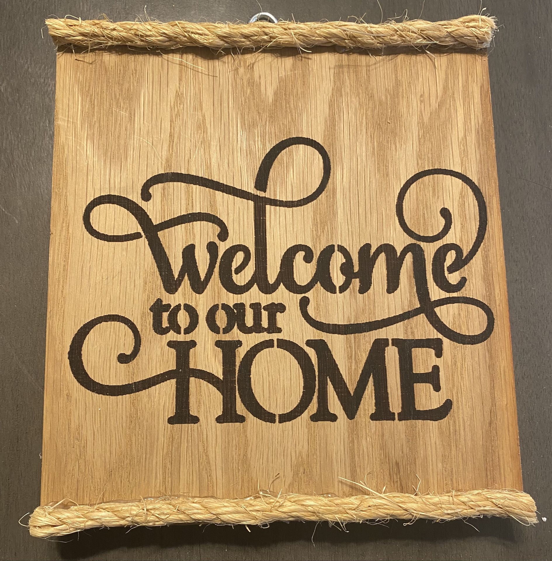 Welcome to our home small hanging sign