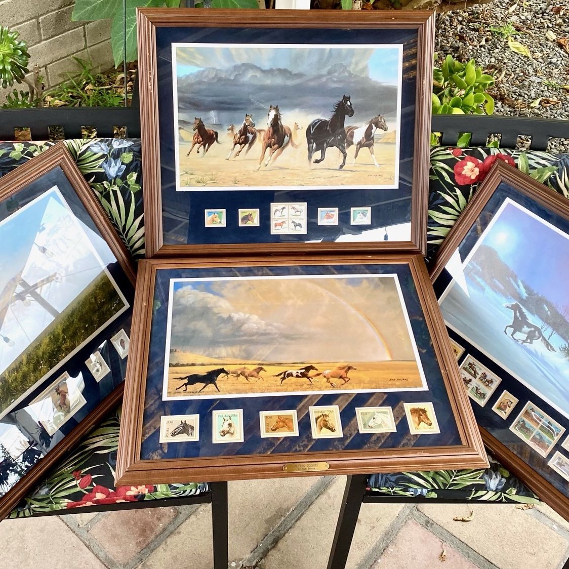 Bob Peters Signed Print With Vintage Collecter Stamps