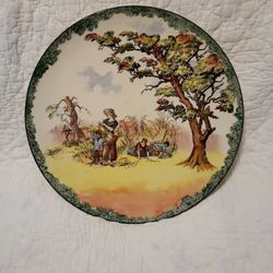  ANTIQUE Royal Doulton Old English Scene "The Gleaners" 15 1/4" Wide Plate WALL HANGING RARE 