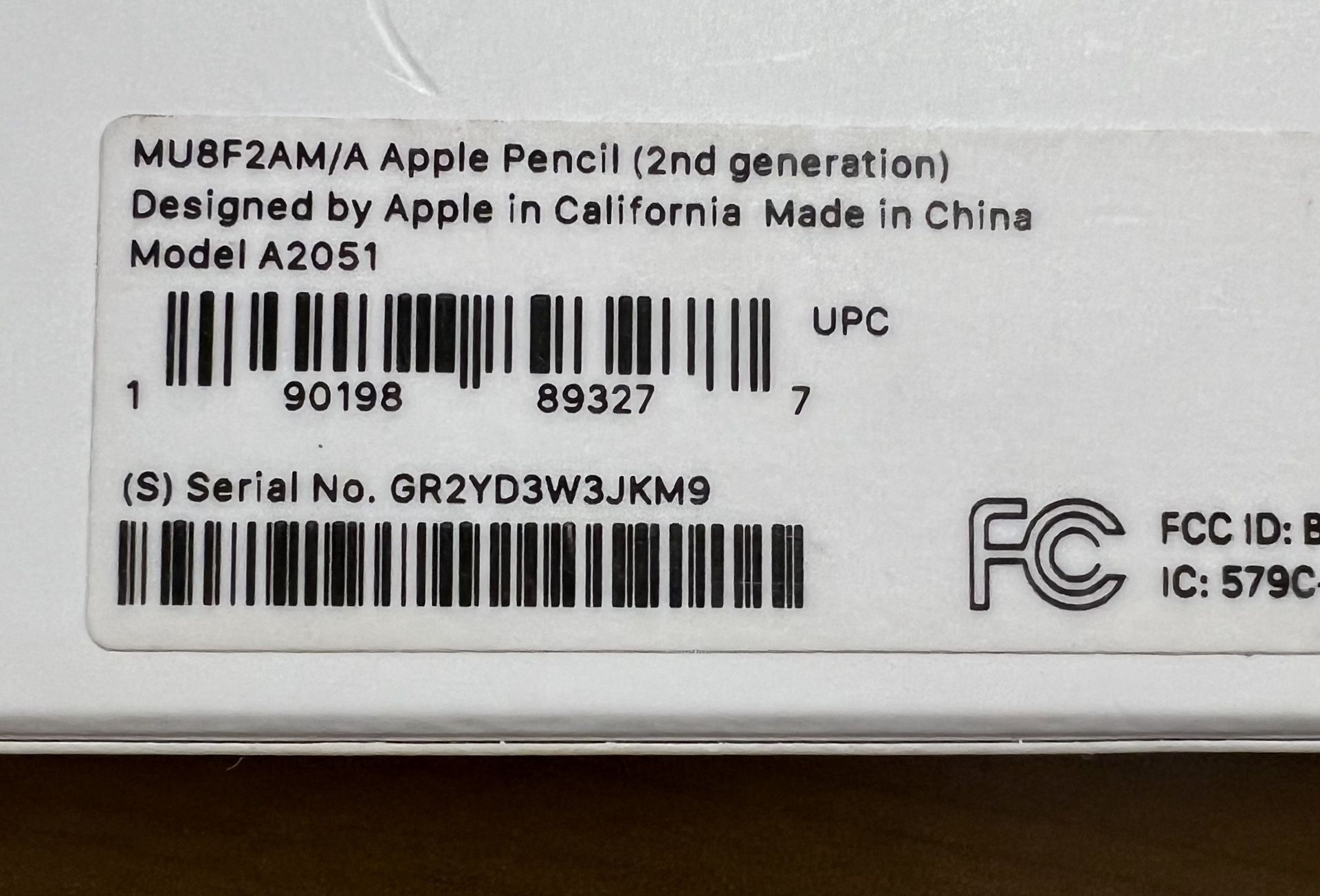 Apple Pencil MU8F2AM/A A2051 2nd Gen