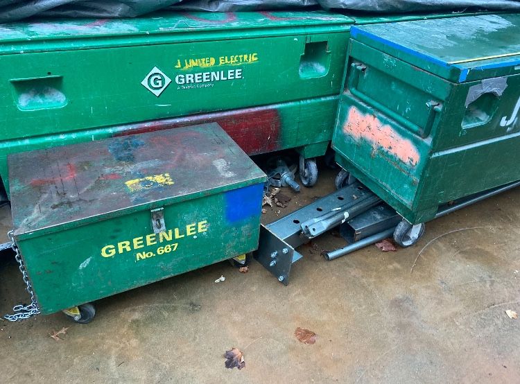 Hvac  Greenlee 2460 Storage Chest, 60 Inch x 25 x 24” 16 gauge steel Gang box Construction tools hvac plumbing Electrical Klein pulling rope   Rolling