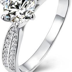 LUSHE Moissanite Engagement Ring 2CT D Color VVS1 Clarity 925 Sterling Silver size 6 Ring