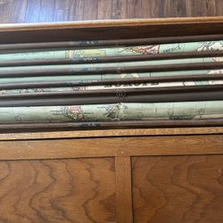 Vintage Schoolhouse Oak Wall Cabinet w/ pulldown maps