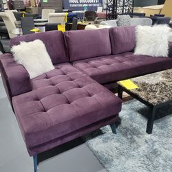 NEW SECTIONAL PURPLE VELVET 115x60