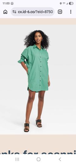Women's Long Sleeve Mini Shirtdress - Universal Thread Light Green M