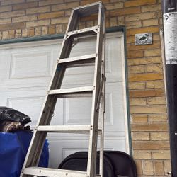 ladder and five chairs