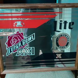 RARE VINTAGE LITE BEER SUPER BOWL XXI 1987 PASADENA ROSE BOWL SIGN
FRAMED AND IN GREAT CONDITION 
$225