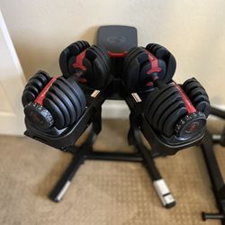Bowflex dumbbells with stand for sale hotsell