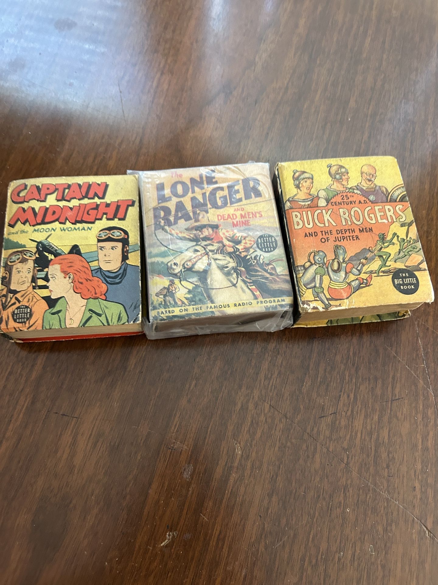 Buck Rogers, Lone Ranger, and Captain midnight Big and better Little Books circa 1940s
