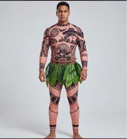 Maui Tattoo Costume Set with Leaf Skirt