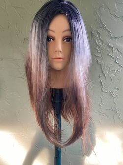 Medium Gray Brown Straight Wig Shoulder length Long Wigs