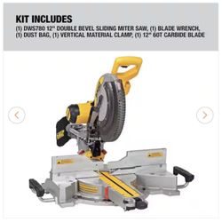 DEWALT 15 Amp Corded 12 in. Double Bevel Sliding Compound Miter Saw with XPS technology, Blade Wrench and Material Clamp