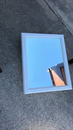 White vanity with mirror
