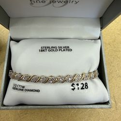 18kt Gold Plated Bracelet With Diamonds