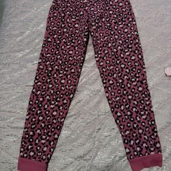 Girls Size 8 Pink Leopard Cheetah Print Jumping Bean Softest Fleece Joggers 