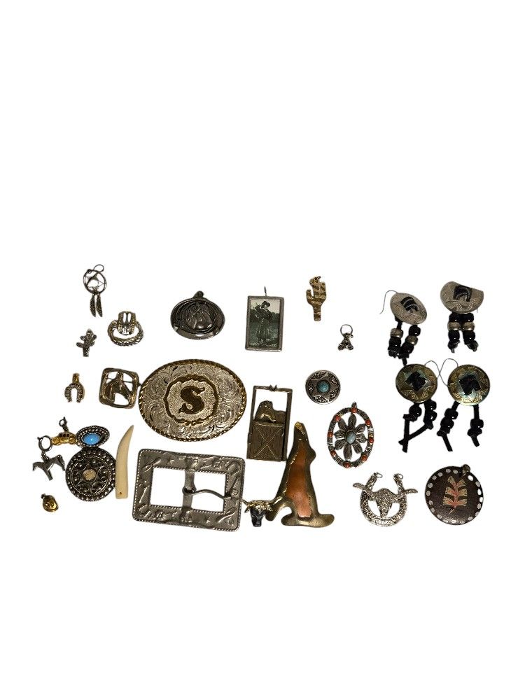 lot Western Southwestern jewelry Crumrine belt buckle accents