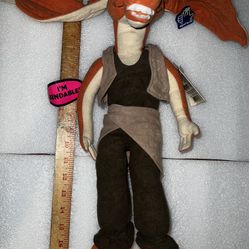 Vintage Star Wars Applause Jar Jar Binks 17” Plush Bendable PLUSH WITH TAGS