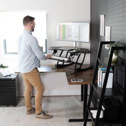 VIVO 43 inch Corner Electric Height Adjustable Stand Up Desk with USB port