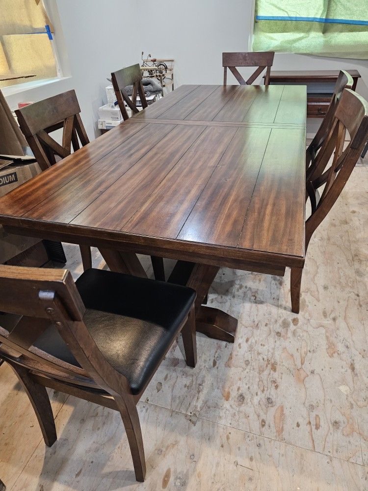 Dining Table Set Includes 6 Dining Chairs 