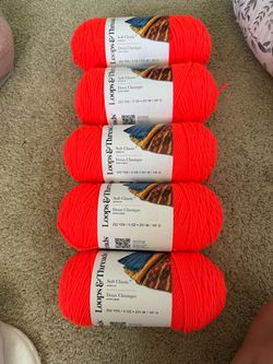 Loops & Threads Acrylic Neon Orange Yarn (6 skeins!)