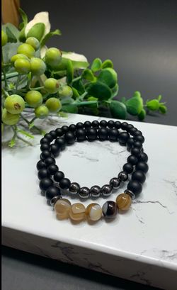 2pcs Adjustable Frosted Natural Stone Beads Bracelet Energy Stone Agate Beads