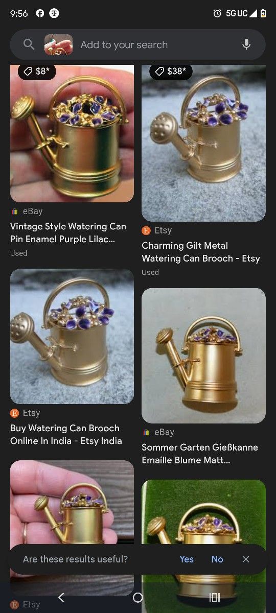 Gold Lilac Watering Pin Vintage