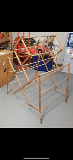 Vintage Large Wooden Folding Drying Rack / Clothes/pasta