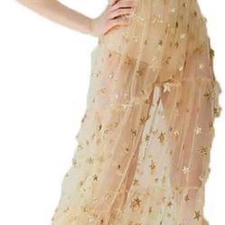 Mon Amour Tule Maxi Shiny Sequined Stars Cover Up Dress