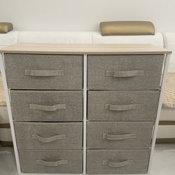 Dresser with 8 Drawers, Storage Tower with Fabric Bins