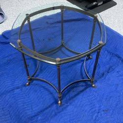 29” Glass Table With brass Base
