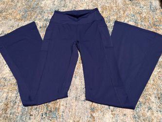 Navy Blue Flare Leggings with Side Pockets