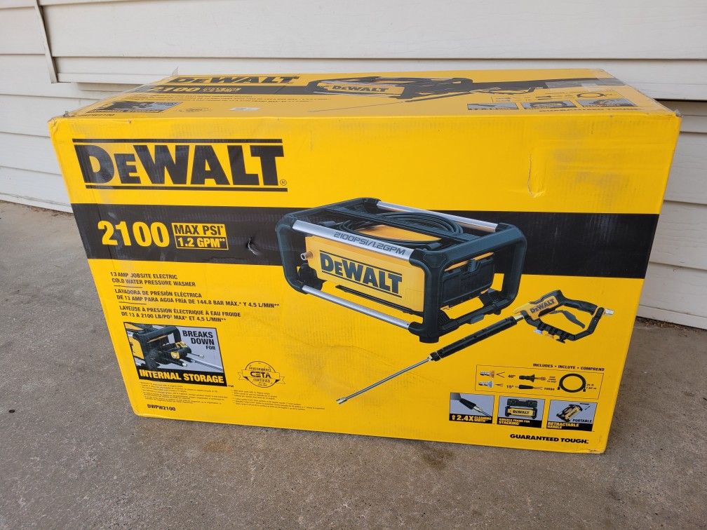 Dewalt 13amp electric pressure washer 2100psi, 1.2gpm DWPW2100...NEW_NUEVO $275 PRECIO FIJO_FIRM PRICE