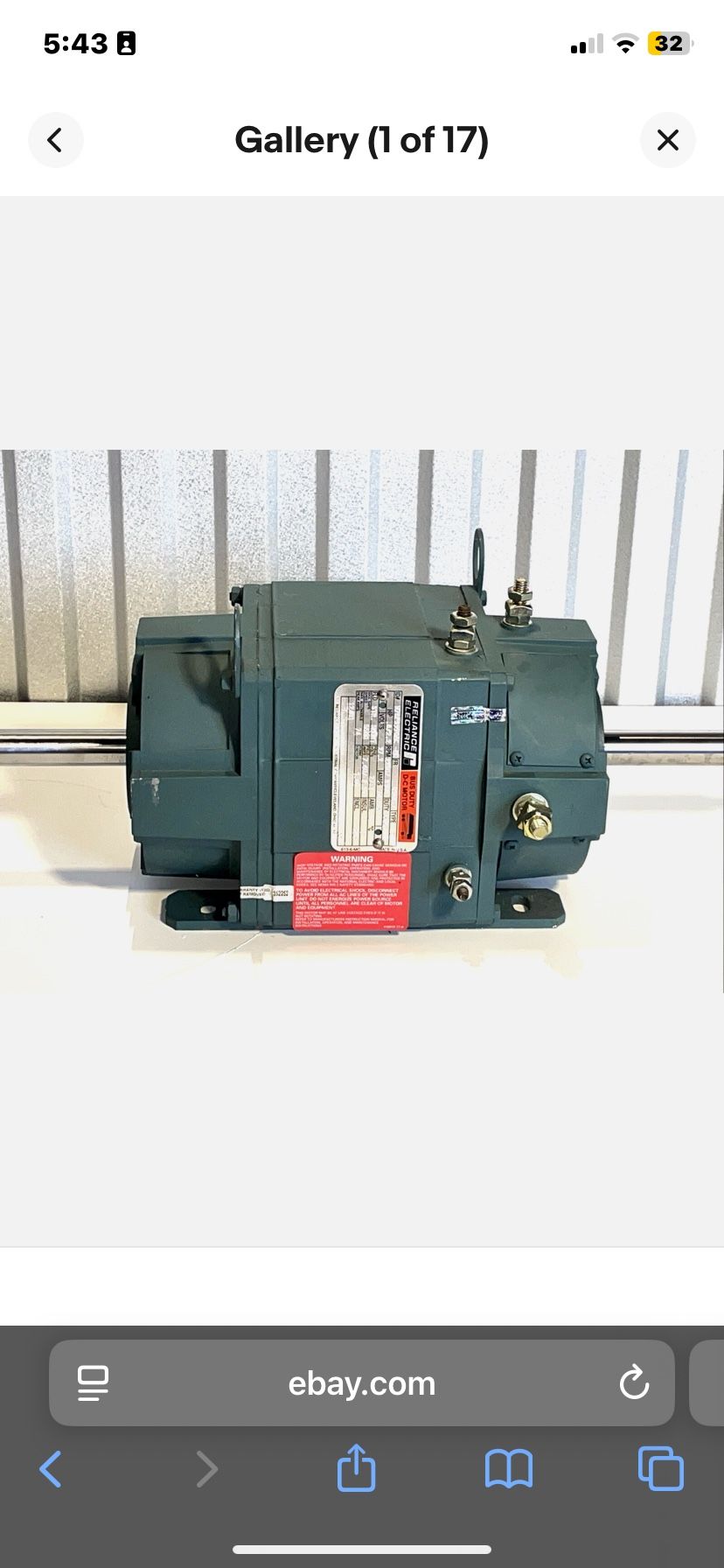 Reliance DC Electric Motor .8/2.2 HP 2250/3100 RPM BUS DC MOTOR