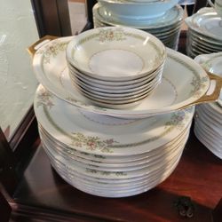 VIntage Meito China Japanese Hand-painted dinnerware Arbor pattern