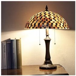 ARTZONE Tiffany Table Lamp 16" Wide 21.5" Tall Natural Shell Desk Light for Living Room Bedroom