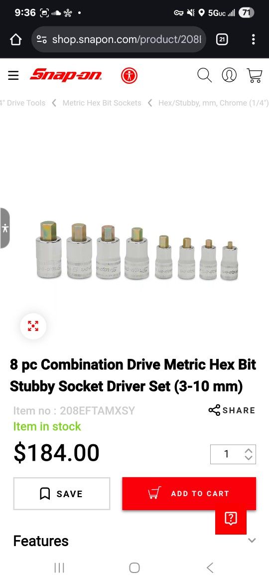 8 pc Combination Drive Metric Hex Bit Stubby Socket Driver Set (3-10 mm)
Item no :208EFTAMXSY