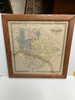 Framed Civil War Era Lancaster Pennsylvania Plan