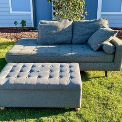 Gray Chase & Ottoman