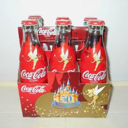 2005 DISNEYLAND 50TH ANNIV TINKERBELL COCA-COLA COKE BOTTLES 6- PACK
