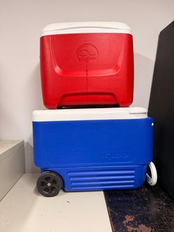 2 Igloo Coolers – Large Rolling Cooler + Personal Cooler