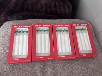 Vintage Christmas Cocktail Stirrer Sets – 4 Boxes (16 pieces total)