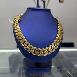 ⛓️ 20mm 24”⛓️‍💥Solid Silver .950 Plated with Real 14K Gold🔥All Handmade💯Best Quality🔝